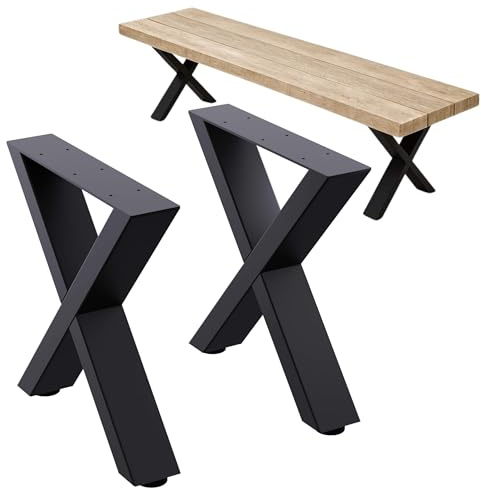 DanDiBo 2X Bankgestell Metall Schwarz 43 x 40 cm Bank Füße Bankbeine 96666 Bankkufen Couchtisch Tisch Beine Tischgestell