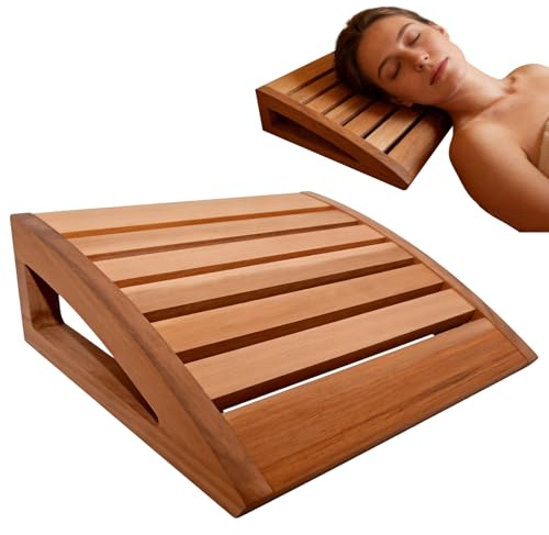 Benustra bastu nackstöd för inre bastu, träbastu huvudstöd med ergonomiskt nack- och nackkuddar stöd, nackkudde i trä för bastu, bastu, tillbehör, 37,8 x 31 x 6,9 cm