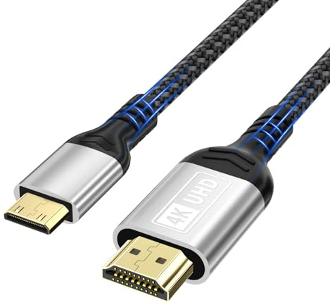 Kryoza Cable Mini HDMI a HDMI 1M, 4K@60Hz Cable HDMI Mini | Cable HDMI a Mini HDMI Soporta UHD 3D HDR ARC,Compatible con Raspberry Pi Zero Canon Nikon Cámaras Tableta Proyector