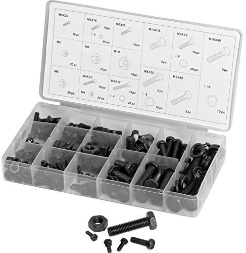 hi-Q Tools Sechskantschrauben-Set - 240-teilig - Metrische Größen - Stahl