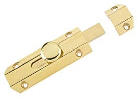 Carlisle Brass - 102mm (4) Heavy Duty Sliding Surface Door Lock Bolt for Internal Latch Doors and External Doors and Windows (Polished Brass)