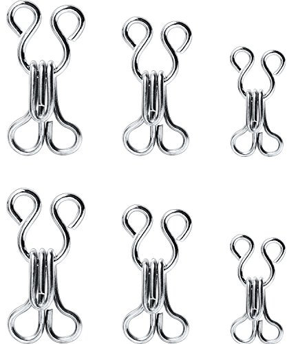 50er-Set Verschlüsse für BH und andere Kleidungsstücke, 3 Größen silber