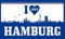 Fanshop Lünen Fahne - Flagge - Hamburg - Herz - Skyline - I Love - 90x150 cm - Hissfahne mit Ösen -