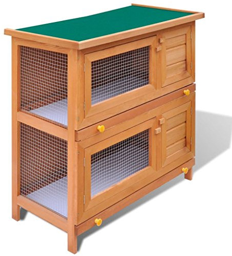 yorten Kaninchenstall Kleintierhaus Hasenstall 4 Türen Holz mit Zwei Schubfächer 90 x 45 x 89 cm (L x B x H)