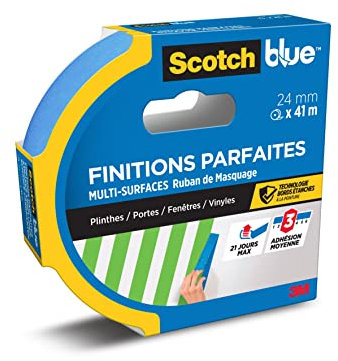 ScotchBlue Malerkrepp für Scharfe Linien, 24 mm x 41 m, Extrem Präzises Scotch Klebeband für Malerarbeiten, für Innen und Außen, mit 3M Fortschrittlicher Technologie, Abklebeband / Kreppband