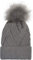 styleBREAKER Damen Strick Bommelmütze mit Rippenstrick Muster und Fleece Futter, Winter Fellbommel Mütze 04024167, Farbe:Grau