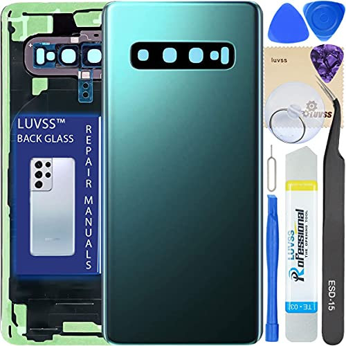 LUVSS Akkudeckel Kompatibel für Samsung Galaxy S10 Rückseite Glas Deckel Original Backcover Ersatz Reparatur Set SM-G973F/DS (Grün)