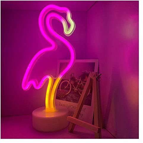 ENUOLI Pink Flamingo Neon Light Signs USB/Battery Operated LED Flamingo Neon Night Lights for Bedroom Decoration, Party, Gift