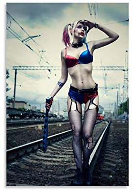 xiaoxiami DC Bösewicht Harley Quinn Poster, dekoratives Gemälde, Leinwand, Wandkunst, Wohnzimmer, Poster, Schlafzimmer, Gemälde, 40 x 60 cm