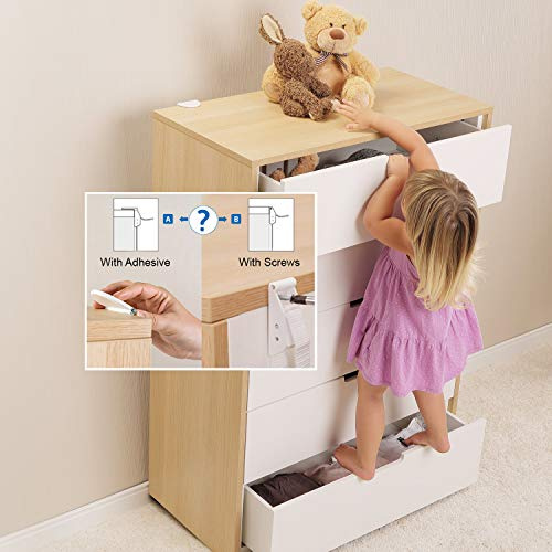 QDOS Zero-Screw Furniture Anti-Tip Kit - Patent Pending SecureHooks - Holds up to 200 lbs. in Drywall - Easy Installation, No Screws, No Tools - Adhesive to Furniture option | 1 Kit = 2 straps | White