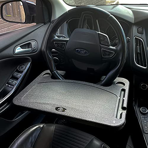 DoubleK Lenkrad Tisch Umweltfreundlicher Getränkehalter Auto Schreibtisch Car Office Essensablage Saucenhalter Auto Tisch Laptop Tablett Tisch Die Tragbare Auto Ablage ist passend für KFZ & PKW