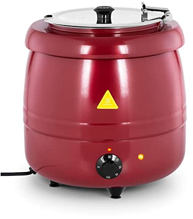 Royal Catering RCST-9404 Soupi?re Électrique Professionnelle Pro (400 W, 10 l, 35-80 °C, Rouge, Acier & Acier inoxydable)