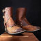 Mooke Leder Bein Stiefel Abdeckungen Gothic Retro Verstellbare Jagd Bein Gamaschen Beinschutz Für Cosplay Soldat Samurai Reiter Fußschuh Stiefel Abdeckung,Braun