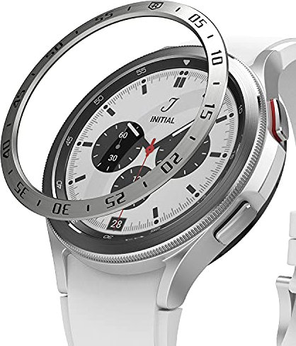 Ringke Bezel Styling Compatibile con Cover Samsung Galaxy Watch 4 Classic 46mm, Ghiera Anti Graffio Acciaio Inossidabile Adesiva Accessorio - Silver (46-01)