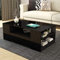 BESTWANTED Couchtisch, Rechteckiger Mitteltisch mit 2 Schubladen und 6 offenen Regalen, Schwarz Glanz, 95 x 55 x 37 cm