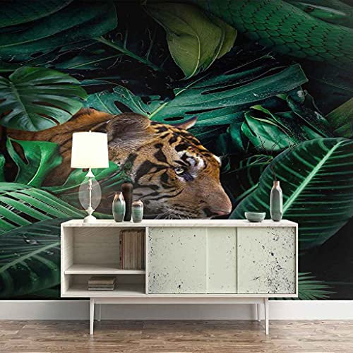 QMWZZV Papier Peint Panoramique 3D Photo Murales Tigre Animal De La Jungle Peinture Murale Auto-adhésif Toile Geant Poster 250x175 cm Pour Salon Chambre Ados Chambre de Bébé Décoration Murale