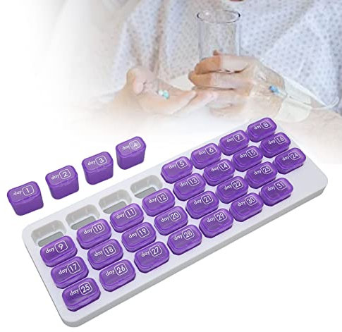 Monatstabletten Organizer, Pillendose mit 31 kleinen Fächern für einen Monat, Praktische und Feuchtigkeitsbeständige Pillenetuis für Zuhause und Reisen, Umweltfreundliches PP-Material