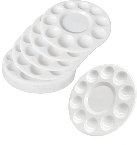 15 Pack Paint Tray Palettes for Kids, Plastic White Palettes for Students, Paint Holder, Paint Supplies