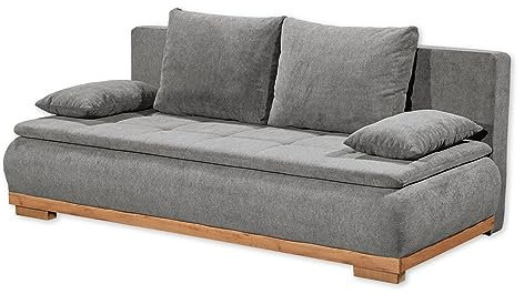 MILA Bequemes Schlafsofa mit Bettkasten in Artisan Eiche Optik, Dunkelgrau - Ausziehbares Sofa mit Schlaffunktion - 208 x 93 x 105 cm (B/H/T)