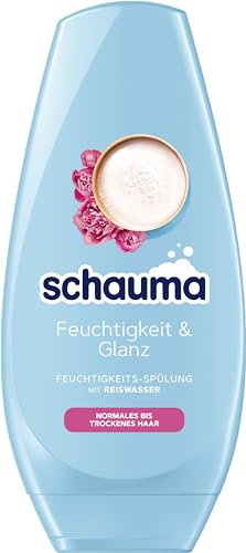 Schauma Schwarzkopf Feuchtigkeits-Spülung Feuchtigkeit & Glanz (1x 250 ml), Haarspülung lässt das Haar glänzen, Spülung mit Reiswasser für normales bis trockenes Haar