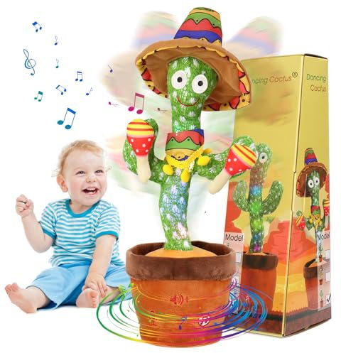 seOSTO Volume Control Talking Cactus Toy Recording Singing and Dancing Cactus Repeating Baby Toys for Baby Encourage Speech Toys, Birthday Gifts for Kids/Boys/Girls