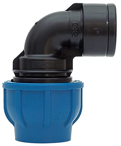 PP-Fitting Raccord coudé 40 mm 90° avec filetage intérieur 1 – Tuyau PE – 90 ° avec filetage IG en pouces Raccord de serrage PN16, DVGW
