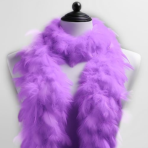 Federboa Feder-Schal, ca. 180 cm Länge Hergestellt aus echten gefärbten Federn - Perfektes Kostüm-Accessoire, Charleston, 20er Jahre, Flapper, Karneval, Mottoparty, Basteln, Deko (Flieder)