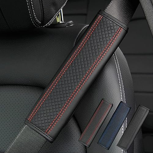 GREB 2 Stück Auto Gurtpolster für Audi A1 A3 A4 A5 A6 A7 A8 Q3 Q5 Q7 Q8 A4L A6L A7L, Auto Sicherheitsgurt Schulterpolster SchüTzt Hals Schulter Interieur ZubehöR,B-Red