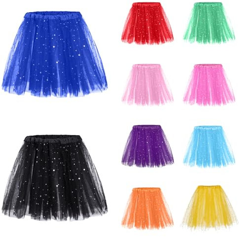 Regenbogen Kostüm Karnevalskostüme Damen Regenbogen Tüllrock Rock Tütü Rock Rot Tüllrock Mit Lichterkette Karneval Petticoat Tutu Abendkleid Gelegenheit Zubehör Karnevals-Cheerleading