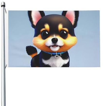 Card Love Fancy Puppy Flagge, 90 x 150 cm, doppelseitig, Gartenflaggen, Willkommensflaggen, Banner, Dekoration für Hof, Veranda, Rasen