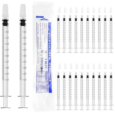 Kolostrum Spritze 1ml Colostrum Spritzen Kolostrum Sammeln Set Steril | 20 Stück Spritzen 1ml Colostrum Collector Syringe mit Kappen für Nachfüllen und Messen von Flüssigkeiten Labore Tierfütterung