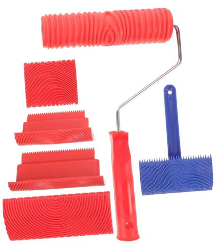 HEMOTON Juego De 6 Piezas Juego De Herramientas De Grano De Madera. Herramienta De Imitación De Grano De Madera Rodillos De Mano De Madera Fondo De Pantalla Planchar Cepillo De Pintura