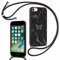 ZhuoFan Handykette für iPhone 8/7/iPhone SE 2022/2020 Hülle mit Band, Aesthetic Schmetterling Marmor Muster Verstellbarer Halskette Handyhülle mit Kordel Schwarz Silikon Stoßfest Schutzhülle Kette
