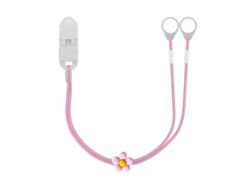 SmartEAR Double Holder, Light Pink with Flower, 7mm | Clips for Hearing Aids or Sound Processors, Versatile Use, Adjustable Design, for Children, Elderly, Active People