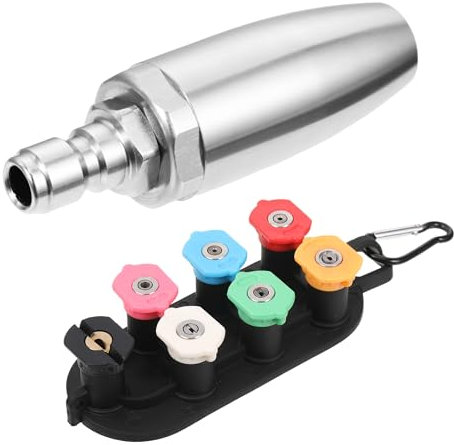 3600 PSI Stainless Pressure Washer Rotating Turbo Nozzle, Pressure Washer Quick Connect Kit GPM 3.0 1/4 Inch Quick Connect, with 7 Pieces Spray Nozzle Tips Kit Multiple Degrees for Hot and Cold Water