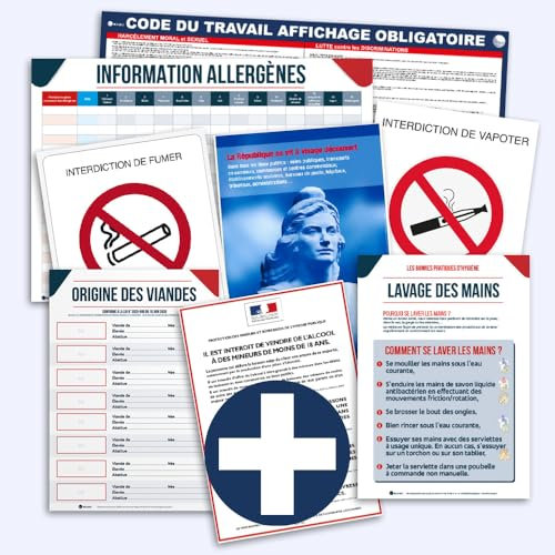 Pack d'Affichages Obligatoires pour Restaurant (8 affichages)