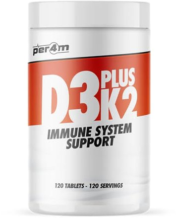 Per4m Vitamin D3 Plus K2 | Boosts Bone Health | Supports Immune System | 120 Tablets