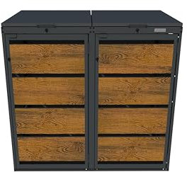 MBOX24 Mülltonnenbox 2er für 120 Liter Mülltonne | Golden Oak | Mülltonnenverkleidung | Mülltonnenhaus | Box für Mülltonnen | Mülltonnenunterstand | Mülltonneneinhausung