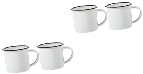 WOONEKY 4 Stück altes Retro-Trinkglas Teetassen für Kinder Teebecher aus Emaille esspressokaffeetassen Trinklernbecher Trinkbecher Espressotasse Retro-Tassen Kleine Tassen aus Eisen Weiß