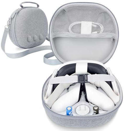 APCUWCQ Mini-Tasche für Meta Quest 3, Hartschalen-Tasche für Oculus Quest 3 Zubehör, nur kompatibel mit Headset und Controllern, Grau (Nicht für Elite Strap)