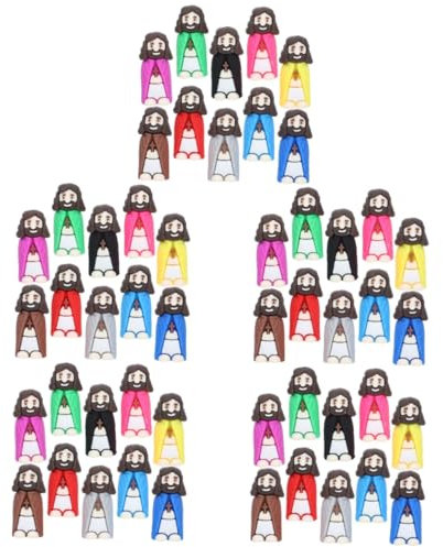 Warmhm 50 Stück Jesus-Figuren-Ornament Desktop-Taufe Jesus Versteckspiel-Jesus-Puppe Kleine Jesusfiguren Miniatur-Jesus-Puppe Kirche Jesus Spielzeug Retter Jesus Dekorative Statue PVC