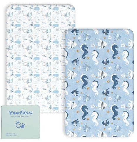 Yoofoss 2 Pack Baby Spannbettlaken Spannbetttuch Mikrofaser Matratzenauflage Atmungsaktiv Matratzenschoner Laken für 50x89 cm 50x90 cm 55x90 cm Beistellbett Babybetten Kinderbett