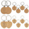 YCHYAN 12 Pièces Tag Clé en Bois Trèfle, Porte Clés en Bois de Trèfle, Ronds et en Forme de Cœur, Porte Bonheur Anneau Porte Clé Bois, Peut Être Utilisé Comme Cadeau D'anniversaire ou de Fête
