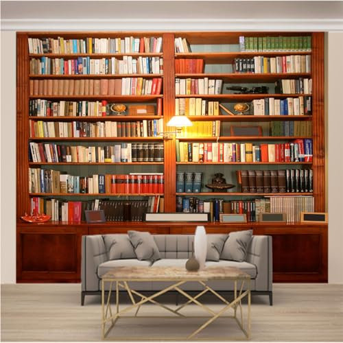WYXWZ Papier Peint Panoramique Trompe l'oeil 3d Photo Mural Intissé Wallpaper Motifs de Fond d'écran pour Salon, Chambre, TV Fond, Bureaux L 200 x 140cm (Largeur x Hauteur) Bibliothèque