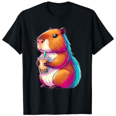 Lustiges Capybara Bubble Tea Tierliebhaber Nager T-Shirt