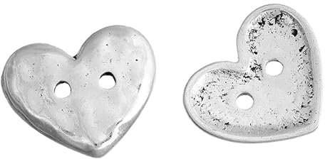 Apfelblüte | Knöpfe 19,5 mm x 16 mm Herz Metallknöpfe silber 3 Stück 2 Loch Knopf Vintage Style Metall Tibetsilber Antiksilber edel chic Mantel Knöpfe 19,5mm 20mm 16mm Antik Silber Tracht Dekoknöpfe