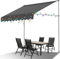 ISOISL Klemmmarkise 400 cm breit mit LED Beleuchtung, Markise ohne Bohren mit Handkurbel, UV-beständig, Sonnenschutz und Wasserdicht,Markise Balkon Anthrazit