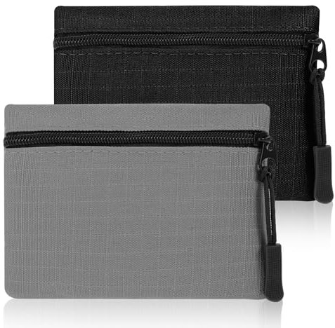 HJZHII Lot de 2 mini porte-monnaie en toile pour femme - Petit et court - Porte-monnaie pour adultes et enfants, Noir + gris.