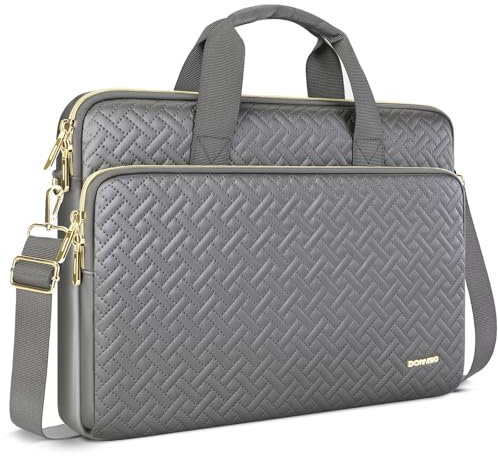 DOMISO Laptoptasche 17 zoll Laptop Hülle Tasche Kompatibel mit 16+ zoll 17-17,3 zoll HP Dell ASUS Lenovo Chromebook Notebook Schutzhülle,Laptophülle Damen Sleeve mit Schultergurt,Grau