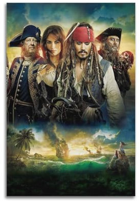 DPSMCZWQ Filmposter Fluch der Karibik, dekoratives Gemälde, Leinwand, Wandposter und Kunstdruck, modernes Familienschlafzimmer, Dekoration, Poster, 20 x 30 cm